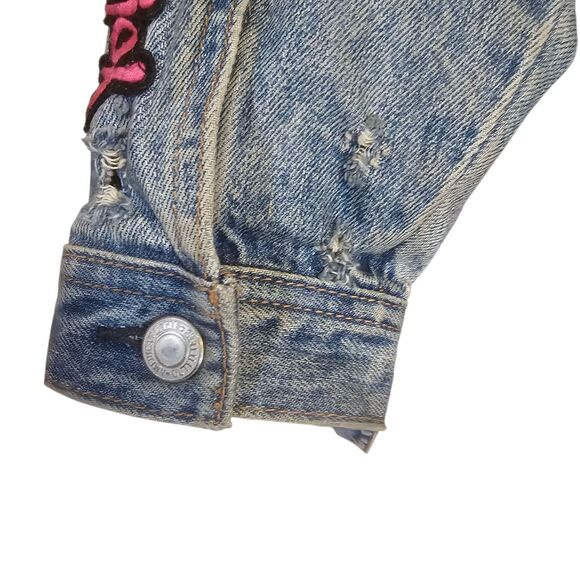 Vintage MTV American Eagle Sz S Denim Daria Patch Accent Distressed Jacket  90s - Picture 10 of 16